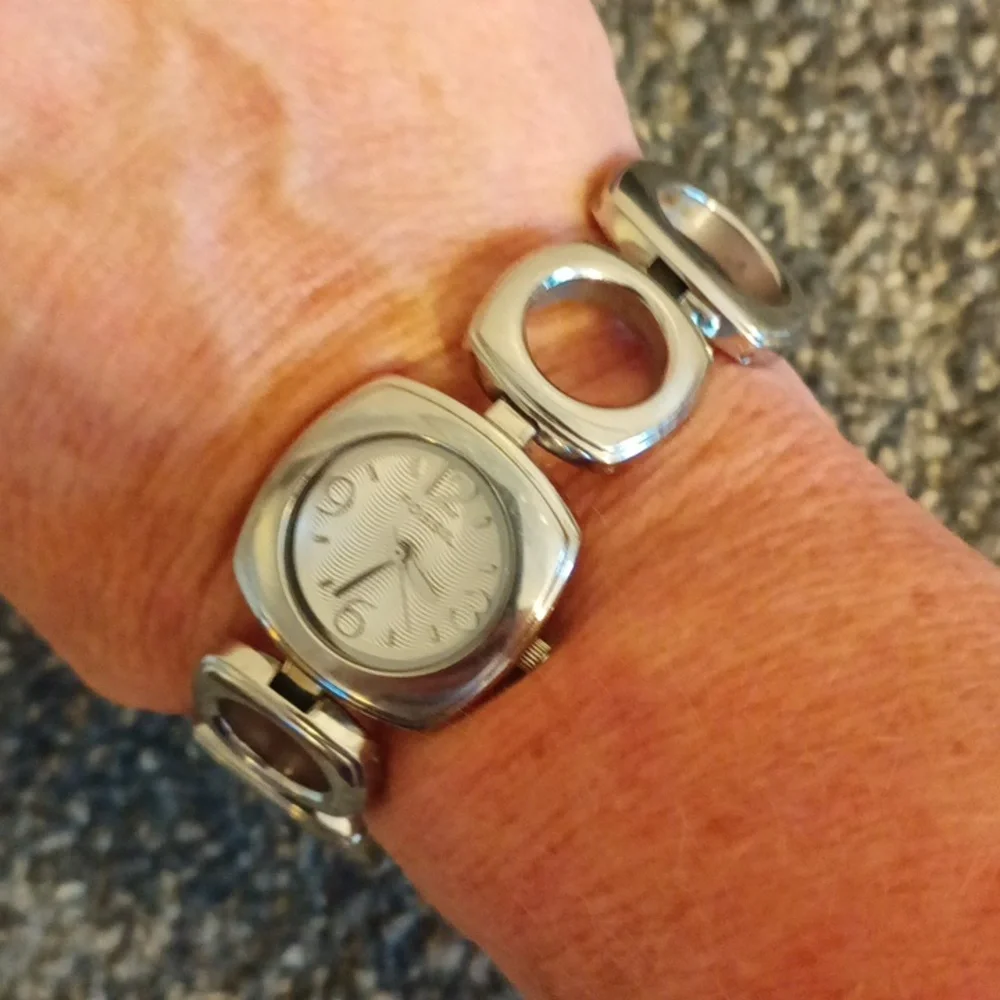 Fossil Silver ES2214 square face white dial bracelet women's watch